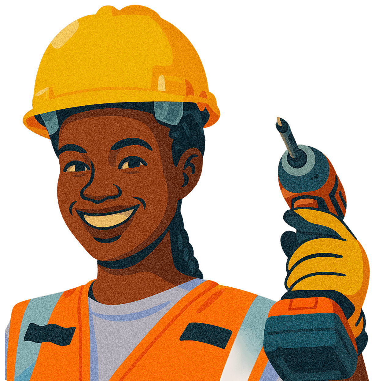 A tradesperson using a power drill on site